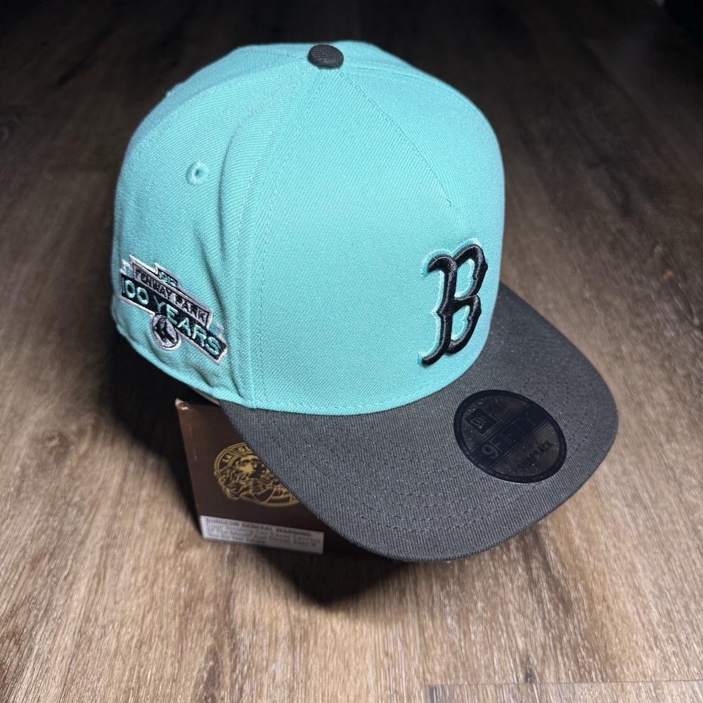 Boston Red Sox Snapback A-Frame Hat New Era Cap Mint Black Turquoise‎ Side Patch